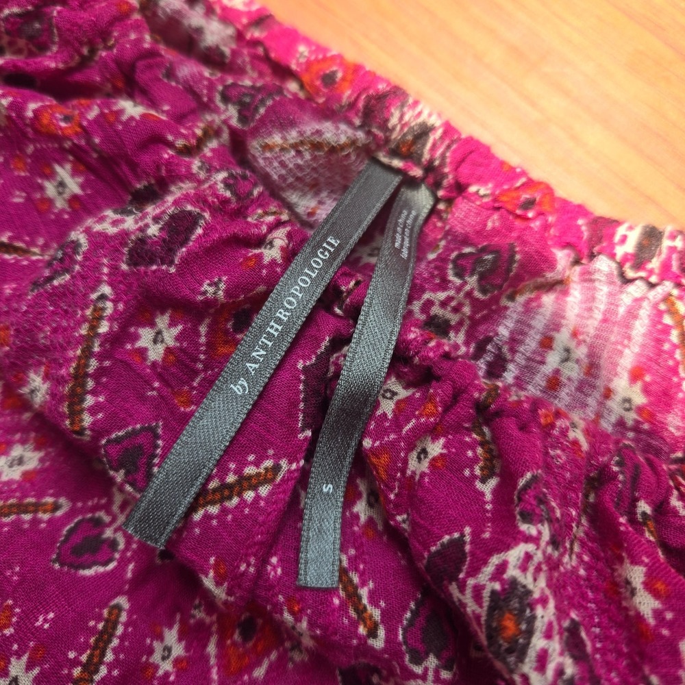 Anthropologie Womens Pink‎ Floral Off-The-Shoulder Floral Blouse Top Size Small - Picture 5 of 9